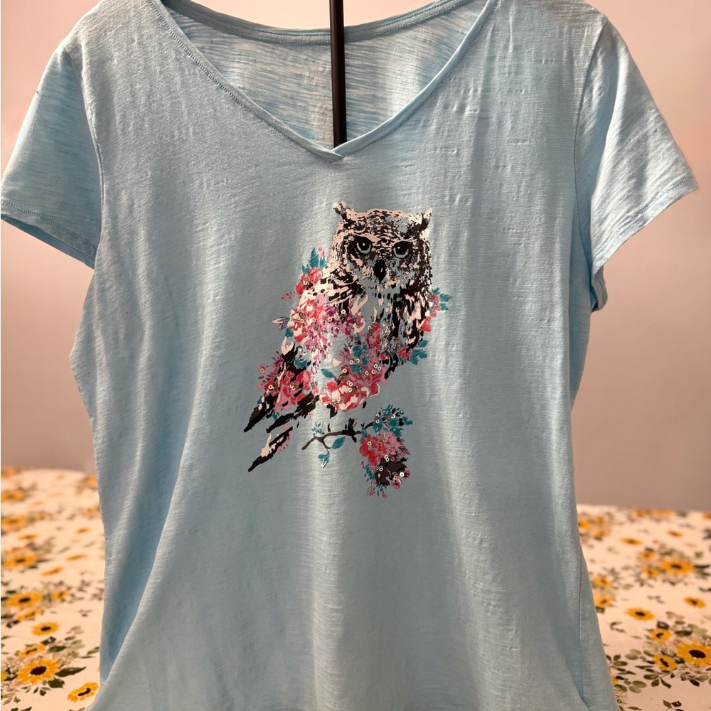 St. John's Bay Blue Owl Relaxed Tee